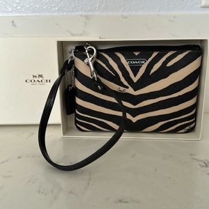Coach zebra print wristlet